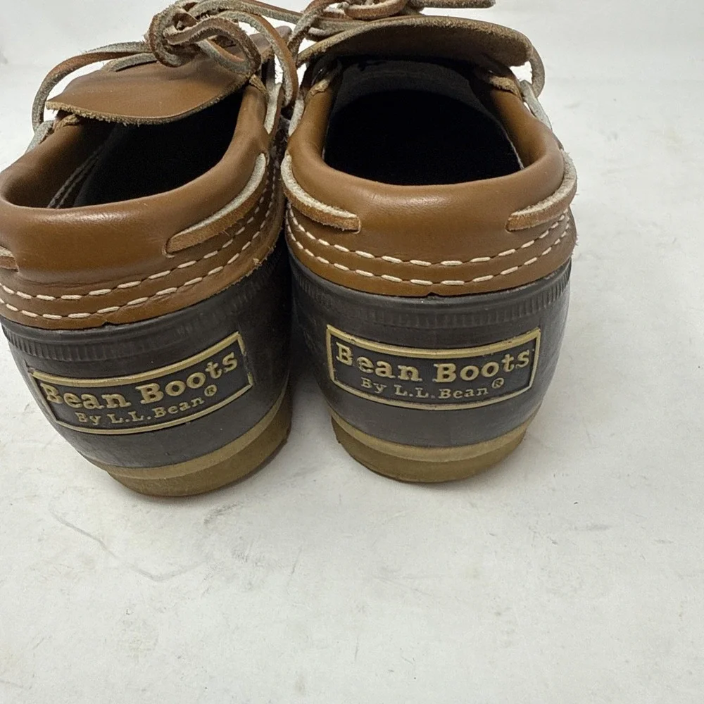 Womens 7 LL Bean Duck Low Boots Slip On Ankle Brown Lace Up Rain Boots Moc